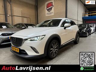 MAZDA CX-3 2.0 SkyActiv-G 120 TS BOM VOL OPTIES PARELMOER NAVI/CAMERA CRUISE 18 INCH ZWART LEDER BOSE KEYLESS AFN.TREKHAAK!!