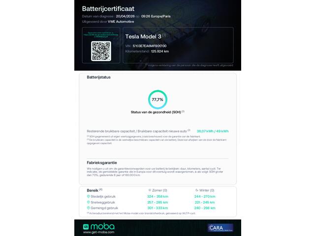 Tesla Model 3 Standard RWD Plus 60 kWh | Trekhaak | SOH 77.7% | Autopilot | Org. NL NAP | BTW |