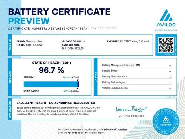 Mercedes-Benz EQB 3004MATICAMG67kWh477 KM WLTP96.7% SOH