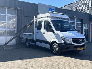 MERCEDES-BENZ SPRINTER 514 CDI 366 Hiab Laadkraan 018T Trekhaak 3500kg Airco 6 persoons uitvoering Open laadbak Pick-up Euro 6 Verkeersbord Actiebord Pijlenbord Bakwagen P-up Tachograaf 1e eigenaar ex gemeente