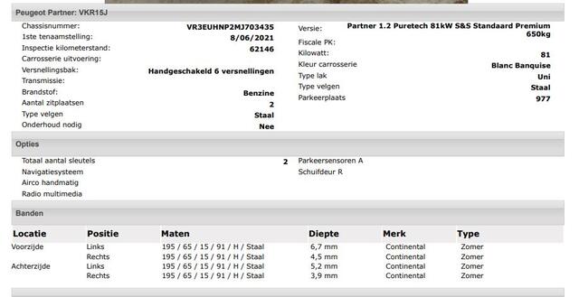 Peugeot Partner 1.2 Benzine 111PK Euro6 Premium / Airco / Navigatie / Cruise-ctr. / Schuifdeur + Raam / Radio multimedia / Apk 06-2027