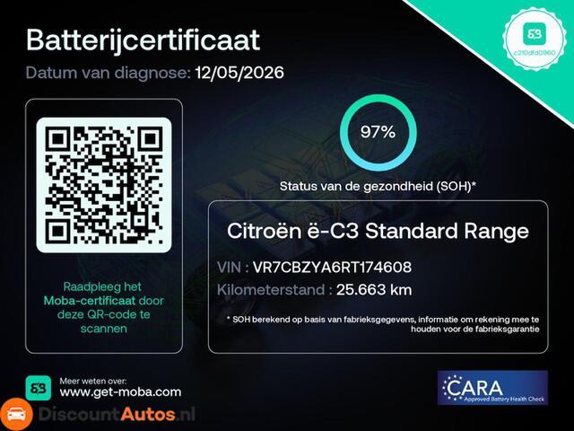 Citroen C3 E-C3 Max 113pk 44 kWh 97% SOH