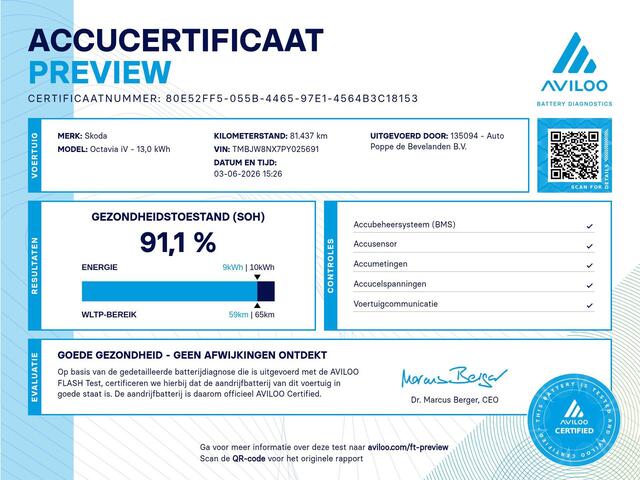Skoda Octavia Combi 1.4 TSI iV PHEV Sportline Business | SOH 91,1% |