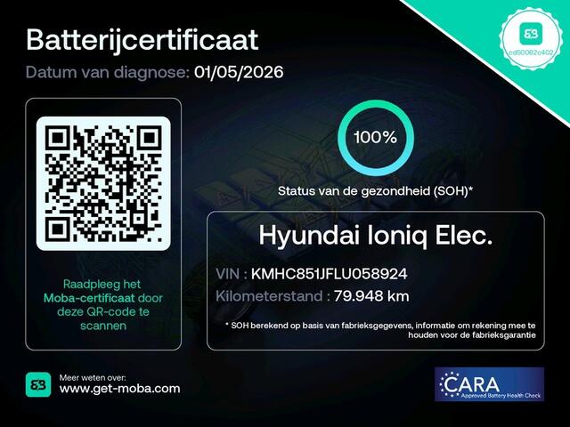 Hyundai Ioniq EV 38 kWh 136pk Premium Sky | SOH 100% | Schuifdak | Leder | Stuur- en Stoelverwarming | CarPlay | Camera | Navi |16