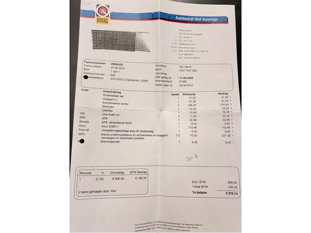 Fiat 500 1.2 Naked 90.000km APK Gek. 06-2027
