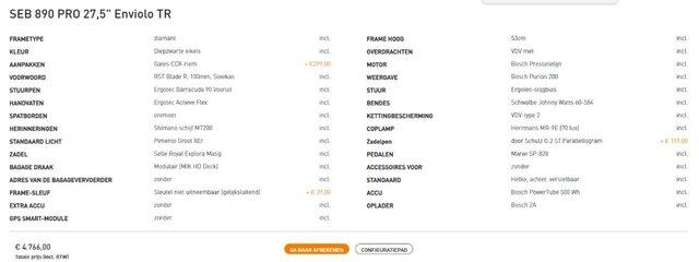 Velo De Ville SEB890 geen inruil